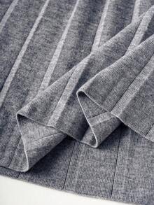 PrepCrw 1 件青少年女孩优雅校园风格休闲都市温暖罗纹褶皱长袖修身连衣裙，适合返校、日常穿着、外出、度假、秋冬 - 灰色 - 查看 9