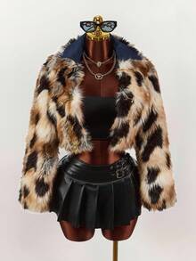 Amplova Y2K Lady, Blue, Fashionable, Leather Imitation, Short-Sleeved Jacket - Multicolor - View 13