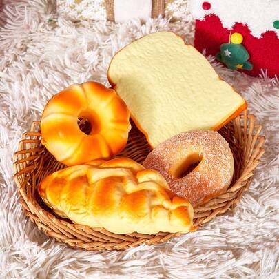 POKOJA LAND 1 Pc Đồ chơi giải nén mềm phục hồi chậm Mô phỏng bánh mì Đồ chơi sáng tạo Bánh rán lát bánh mì nướng