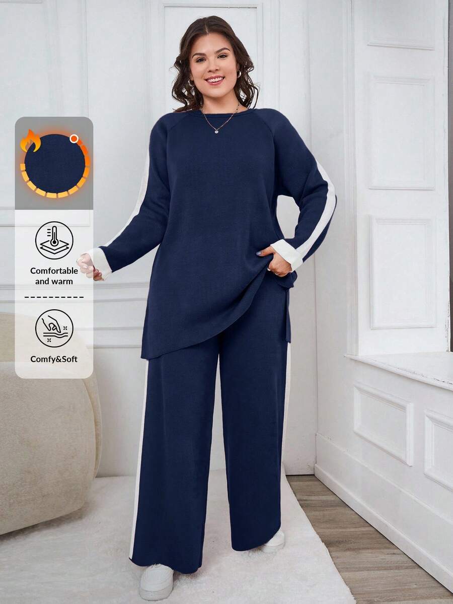 EURMUSE Sweater And Pants Two Pieces Set With Raglan Sleeve