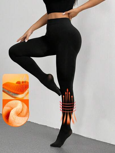 DAZY Women's Opaque Tights, Non-Slip, Slimming Leg, Black, Can Be Worn Outerwear, Extra Long Leggings Women Fleece Tights