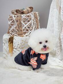 PETSIN 1件法兰绒宠物黑熊图案保暖无帽卫衣 - 彩色 - 查看 5