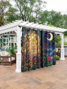 SHEIN 1 Pc Sun And Moon Printed Shower Curtain, Translucent Waterproof Shower Curtain Divider, Winter Bathroom Warming Shower Curtain, Bathroom Shower Curtain Liner Decorative Curtain, Equipped With Multiple Plastic Hooks, Metal Alloy Washers, More Sturdy Room Decor Bathroom Accessories