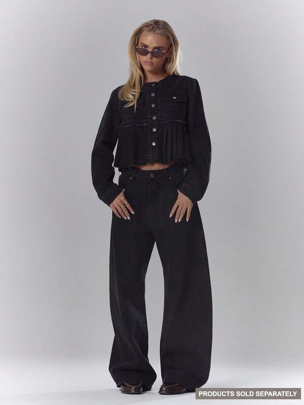 MUSERA Jeans de pierna ancha con ajuste holgado y tiro medio, solo Bottom, otoño, acogedor, lindo, casual, para café, club, fiesta de noche, elegante, Navidad