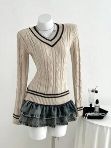 Elamini 女士休闲甜心领心形领针织毛衣 - 彩色 - 查看 4