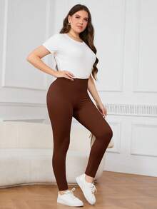 SHEIN LUNE Plus Size Fashionable Commuter Shiny Print Leggings Winter Clothes For Women Cozy Fall And Winter Clothes For Women Christmas Clothes Christmas Outfit For Women New Year Clothes New Year Outfit Thanksgiving Outfit For Women Party Outfit Elegant Leggings For Women Sequin Leggings For Women