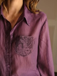 MOTF PREMIUM CAMICIA CON BOTTONI E PIZZO A CONTRASTO