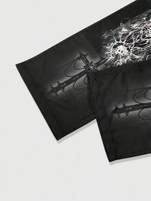 ROMWE MEN Street Life Pantaloni casual da uomo con vita con coulisse, stampa teschio, gamba ampia, autunnali