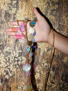 BamGleam Shiny Gold Sequin Acrylic Tassel Cover-Up, Suitable For Performance, Beach, Vacation, Music Festival, Bikini