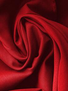 Sweetra Chaqueta de línea A de manga larga con cintura ceñida, cuello alto y parches de color para otoño/invierno, talla grande - Rojo - Ver 6
