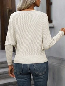 EMERY ROSE 优雅罗纹针织套头衫 - 白色 - 查看 2