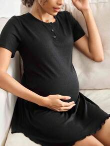 BloomMama Fashionable Casual Maternity & Nursing Dress - Black - View 3