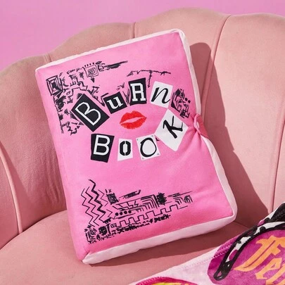 Mean Girls | SHEIN 1 pieza Almohada decorativa con diseño de libro quemado, sensación cómoda, impresión de alta definición, para colocar en el sofá y el automóvil, regalo para amigos y familiares