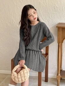 Dazy Kids 女童开衫+针织裙两件套，秋季