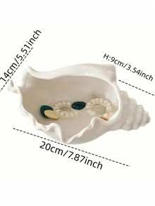 SHEIN 1Pc Ceramic Jewelry Storage Dish, Starfish Sea Shell Shaped Display Tray, Luxury Earring Bracelet Storage Showcase, Cute Bedside Tray For Home Use Best Gifts Birthday Plates Kitchen Accessories Kitchen Decor Table Trays Fruit Tray Tray Decor Graduation - White - View 9