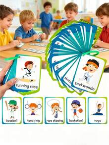 Zazumi 1SET Early Learning Flash Cards For Toddlers Preschool Educational Toys Cognitive Development Activity Games Attention Span Training With Cute Cartoon Images Home Classroom Teaching Aid - Multicolor - View 1