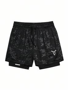 Manfinity Sport Corelite 男式牛纹抽绳腰运动短裤