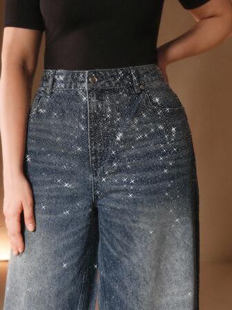 Anewsta Blaue Schlaghose, elegant, chic, stylisch, geeignet für Herbst, Winter, Neujahr, Weihnachten, Ausgehen