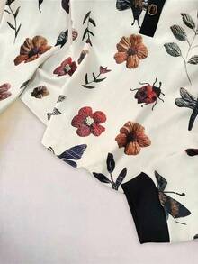 GlowEve Camiseta casual de mujer de punto e impresa para otoño - Albaricoque - Ver 3