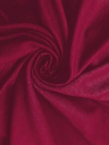 EMERY ROSE 女士休闲纯色V领短袖宽松T恤 - 酒紅色 - 查看 8