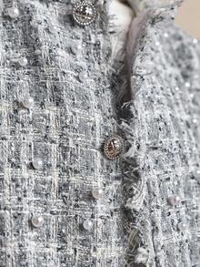 AKNOTIC Business Casual AKNOTIC Men's Plaid Tweed Pearl Decor Jacket, Christmas Party & Business Casual Outerwear, Autumn/Winter, Boyfriend/Friend Gift, Holiday