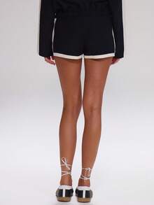 MUSERA Quần short mini cạp thấp với chi tiết tương phản, chỉ có phần dưới, kiểu dáng dễ thương, phù hợp cho mùa thu, thường ngày, công sở, đường phố, thể thao, chạy bộ, thanh lịch, mùa hè, kỳ nghỉ, lễ hội. - Màu xanh lam - Xem 5