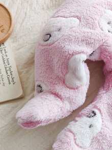 Vintaside Kids 新生儿简约时尚可爱波尔卡圆点长袖连帽羊毛连体睡衣 - 粉色 - 查看 8