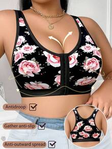 DesireSculpt 1pc Front Closure Plus Size Wireless Bra - Multicolor - View 3