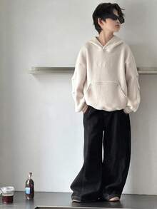 DAZY Plus Size Boys Casual Loose Fit Letter Embroidery Streetwear Sweatshirt, Autumn