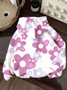 SHEIN Leap Crew Sweat-shirt-shirt ample et confortable à col rond, manches longues, motif kawaii de lapin rose Lulu et Stitch, dégradé rose floral. Convient pour l'automne/l'hiver, les vacances, les voyages ensoleillés, les tenues décontractées du printemps, les escapades d'été, les moments en famille, le style Y2K cocoon bohème, les virées entre filles, les vibrations de plage néon, le festival hippie bohème