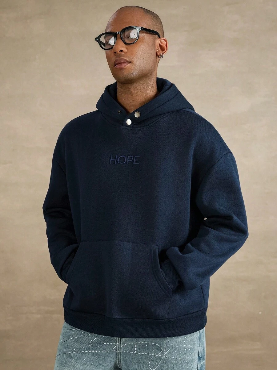 STYNVO sweat-shirt à capuche casual pour hommes avec poche brodée, sweat-shirt à capuche bleu marine, sweat-shirt à capuche pour homme, pour l'automne - Noir - Voir 1