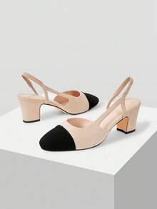 Mnmlis Geschlossene Farbblock Plateau-Absatz Elegante Pumps - Aprikosenfarben - Übersicht 8