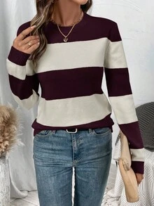 EMERY ROSE 时尚优雅高端毛衣，女士长袖宽松针织套头衫，秋冬 - 彩色 - 查看 5