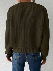 Cardigan lungo a manica lunga, monopetto, a costine, in tinta unita, per donna, casual