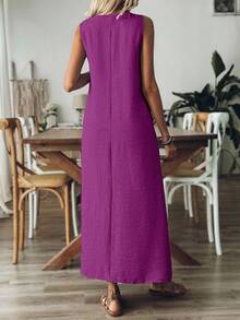 SHEIN LUNE CURVE Gaun Panjang Minimalis untuk Wanita Ukuran Plus - Purple - View 2