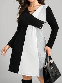 Comfylo Plus Size Asymmetric Collar Colorblock Ribbed Knit Dress Plus Size Dress Plus Size Winter Dress Plus Size Casual Dress Plus Size Fall Dress Plus Size Sweater Dress Winter Clothes For Women Fall Dresses For Women Fall Clothes For Women Winter Dresses Fall Clothes For Women Fall Dresses Clothes Women Winter Dress Fall Clothes For Women Fall Outfits Women Dresses For Women Casual  Business Casual Women Gray Dress