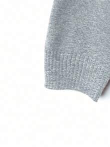 Linhara Setelan Pakaian Rumah Kasual Wanita Ukuran Besar, Leher Bulat, Bahu Longgar, Lengan Panjang, Sweater dan Celana Rajut, Musim Gugur/Dingin - Grey - View 6