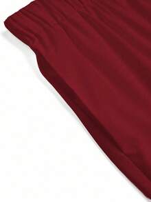 PopScrub 1 Set Solid Color Short Sleeve Top And Pants Scrub Uniform - Burgundy - View 4