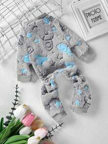 PETSIN 1 Bộ áo liền quần bằng len flannel hình ngôi sao màu xám cho thú cưng - Nhiều màu - Xem 2