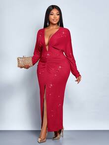 SOLERSUN 大码女装 秋季女装 冬季女装 返校节礼服 感恩节女装 返校服装 教师服装 - 紅色 - 查看 4