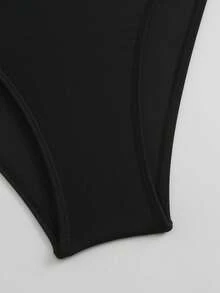 Swim Oasis 2pcs/Set Women One-Piece Swimsuit + Mesh Skirt Two Pieces Set, Off Shoulder, Starfish Decor, Solid Color, Fashionable Casual Vacation Swimwear, Spring/Summer