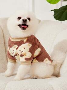 PETSIN 1 Stück süßer brauner Bär Plüsch Fleece warmer Haustier Kapuzenpullover