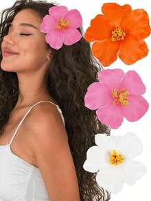 1/3 pièces Épingle à cheveux en fleur d'orchidée en chiffon multicolore bohème grande pour accessoire de mariage de mariée. Accessoires de barrette à cheveux