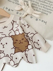 SHEIN Babygirl Cute Casual Cartoon Pattern Long Sleeve Sweater, Autumn/Winter Fall - Multicolor - View 6