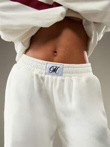 MISSGUIDED Wide Leg Lounge Pants Retro Side Stripe Track Pants Elastic Waist Casual Wear Fall Winter Comfortable Relaxed Palazzo Style Bottoms - Beige - View 4