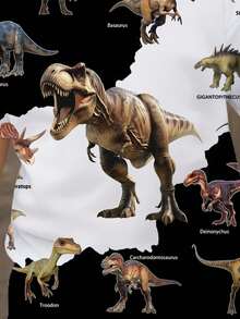 SHEIN DINOSAUR, Young Boy Casual Minimalist Round Neck Short Sleeve Loose Fit T-Shirt, Suitable For Summer - Multicolor - View 4