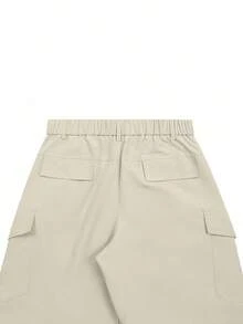 Manfinity Nomadique 秋季男士多口袋战术宽松直筒户外裤 - 米色 - 查看 6