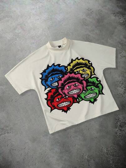 Manfinity ZONE917 Men's Short Sleeve T-Shirt, + Letter Print Casual Street Style, Versatile For Casual, Daily, Vacation, Party, Great Gift For Boyfriend