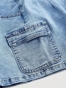 SHEIN MOD Women's Casual Short Denim Skirt With Pockets Denim Mini Skirt Jean Skirt Y2k Denim Skirt Cargo Denim Skirt - Blue - View 3