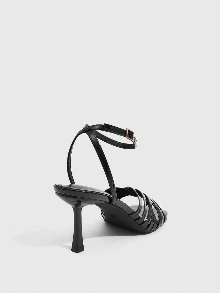 CUCCOO SZL Sexy New Black Criss-Cross Strap Fashionable Charming Sexy Women's High Heel Sandals, Slimming Stilettos Square Toe Stiletto Heels Open Toe Sandals